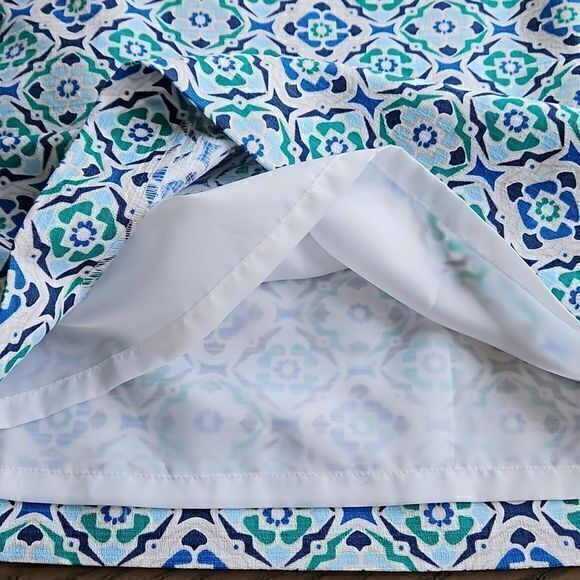 Ann Taylor Factory NWT Blue Green and White Pencil Skirt Sz 8 - Picture 13 of 16